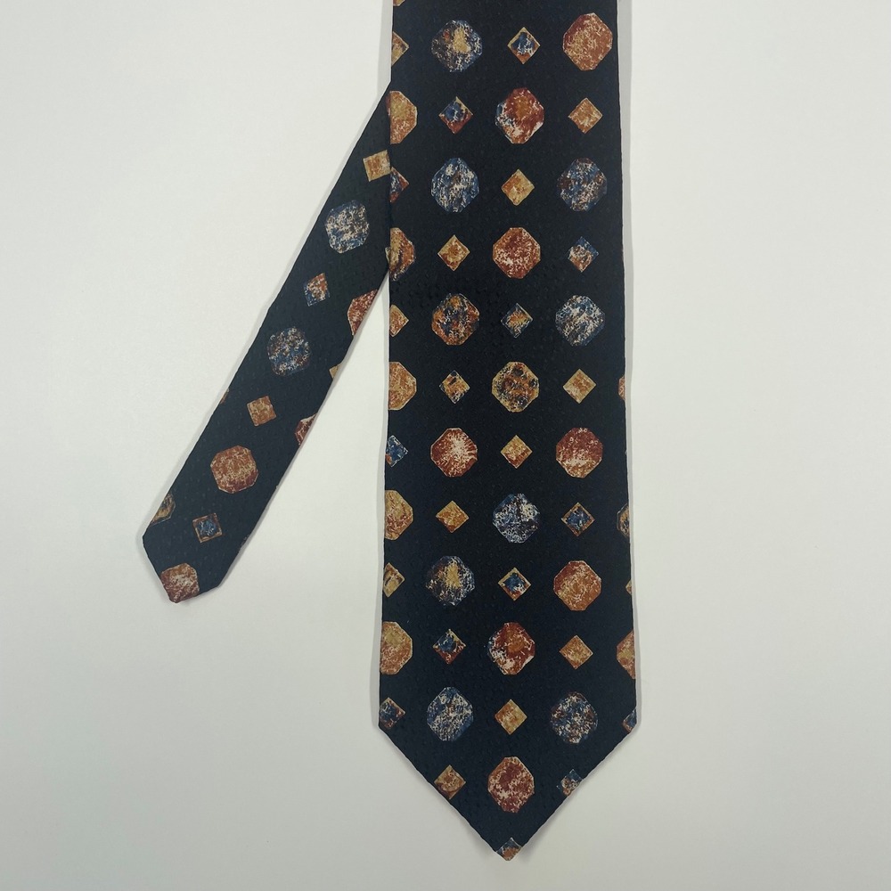 Sterling & Hunt Black Geometric Silk Premier Edition Necktie Mens One Size